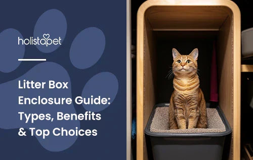 An orange and white striped cat sitting in a litter box.