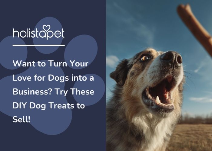 A dog trying to bite a dog treat.