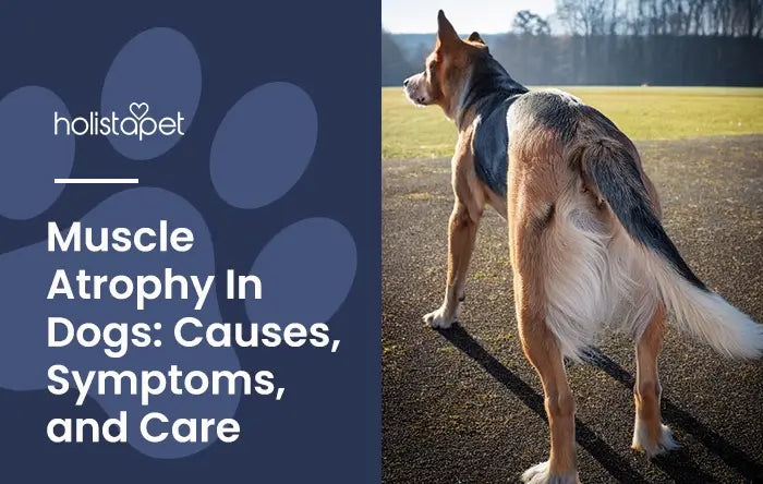 Muscle Atrophy In Dogs featured blog image by Holistapet shows weak hind legs of a German Shepherd
