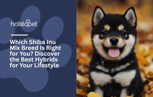 Holistapet featured image for " Which Shiba Inu Mix Breed Is Right for You" blog. Shows a mixed Shiba Inu puppy with black and tan spotting.