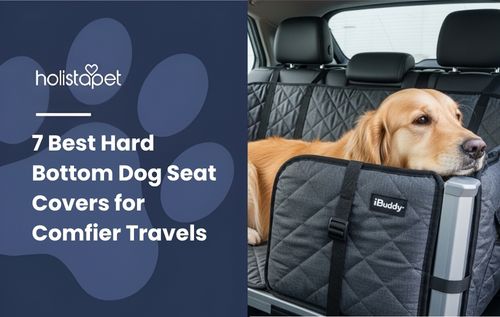 A golden retriever dog lies on one of the 7 Best Hard Bottom Dog Seat Covers, looking out the window.