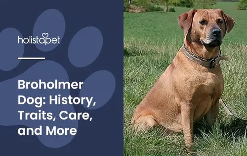 Broholmer Dog featured blog image by Holistapet. Shows a brown Broholmer on a grass field.